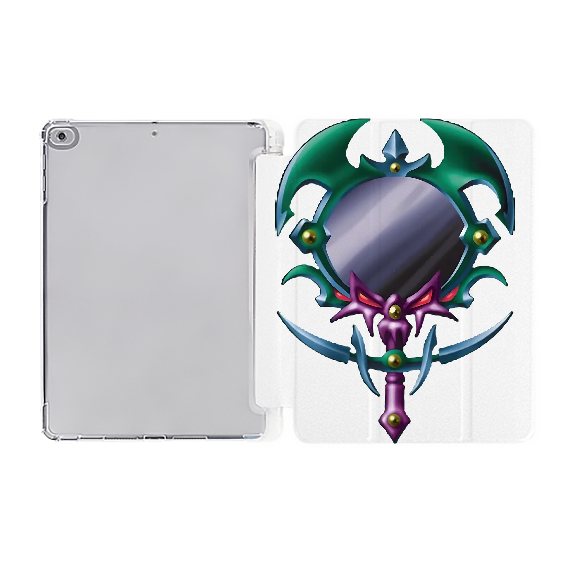 （画像用） 遊☆戯☆王 Yu-Gi-Oh! IPad ケース ペン収納付き 三つ折りスタンド PUレザー×シリコン 対応機種9.5/10.5/10.9インチ